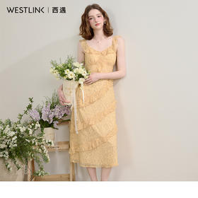 法式复古荷叶边飞飞袖碎花裙女夏季俏皮灵动V领连衣裙V0950345