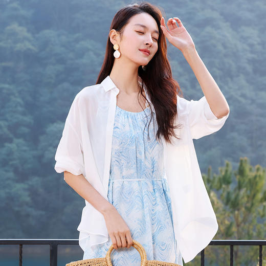 玳莎真丝雪纺衬衫女2025年夏季新款轻薄透气宽松100%桑蚕丝上衣 FB31306 商品图3