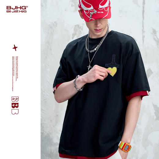 BJHG不计后果 贴贴凉感速干t恤男生上衣夏季美式街头潮流情侣短袖 商品图2