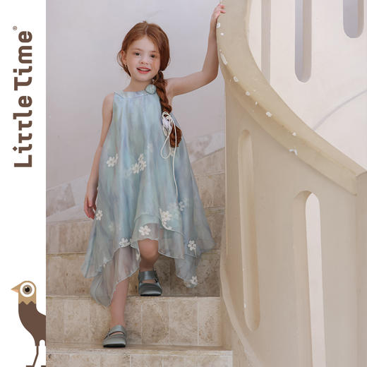 littletime女童连衣裙2025夏新款儿童洋气时尚印花无袖背心公主裙 商品图1