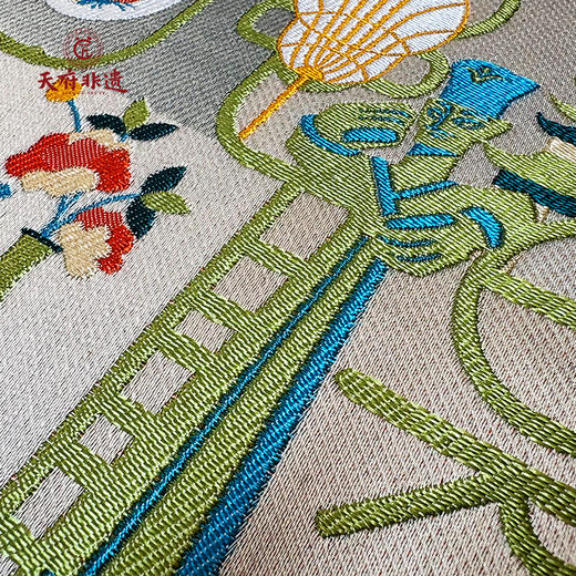 【中国蜀锦•四川印象系列二】老伙记非遗蜀锦摆件 四川文创礼物 织锦装饰画挂件 巴中/广元/南充/德阳/绵阳 成都文化手信装饰礼品 高档丝绸家居书房摆台画 商品图5