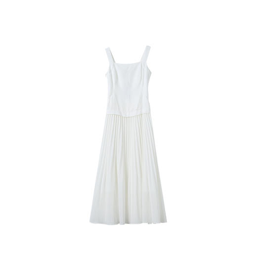 VIMAGE纬漫纪南法温柔拼接压褶裙摆白色吊带连衣裙2025夏季新款V2307917 商品图6