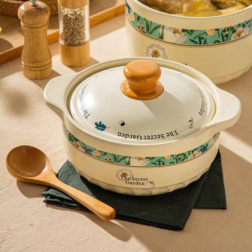 【奶肤色神秘花园】陶煲王砂锅炖锅家用耐高温干烧陶瓷锅双耳汤锅煲汤沙锅 商品图4