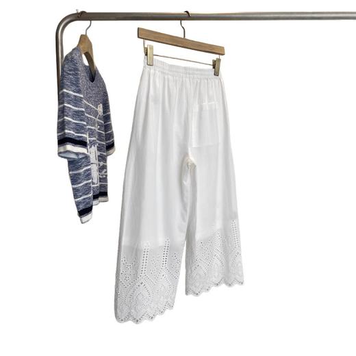 巨巨巨好穿！！2025夏季清爽高腰抽绳缕空刺绣工艺八分阔腿休闲裤女款 商品图4