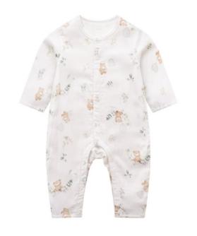 拉比-内衣类（夏）I5小熊纱布全开连体衣米白059 商品图0