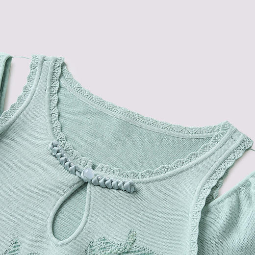 贵雅新中式薄荷绿提花针织盘扣上衣2025春季(货号:MF86SW001G0002) 商品图1