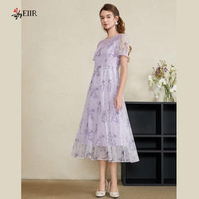 司歌蕾丝刺绣仙气短袖收腰连衣裙A911074X