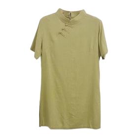 VIVIAN LIU薇薇安刘C2533103 夏季襟盘扣中长款直筒侧开叉上衣