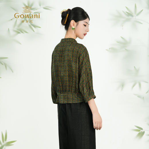 乔万尼新品新工艺印染中式风100%真丝上衣ED2C485 商品图4