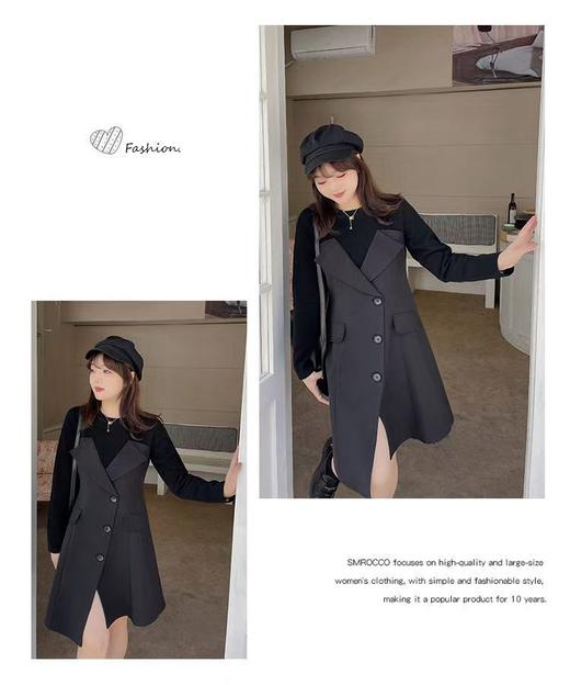 双十二福利！ 加绒款【诗铭洛可】W705（长款）连衣裙假两件撞色裙子 商品图3