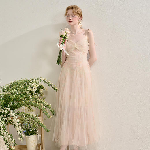 【仙气飘飘】法式浪漫设计感罩纱连衣裙女2025夏季碎花吊带裙H0050816 商品图2