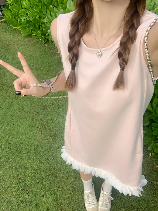 <曾小咸推荐>法式温柔风粉色背心连衣裙女 商品图5