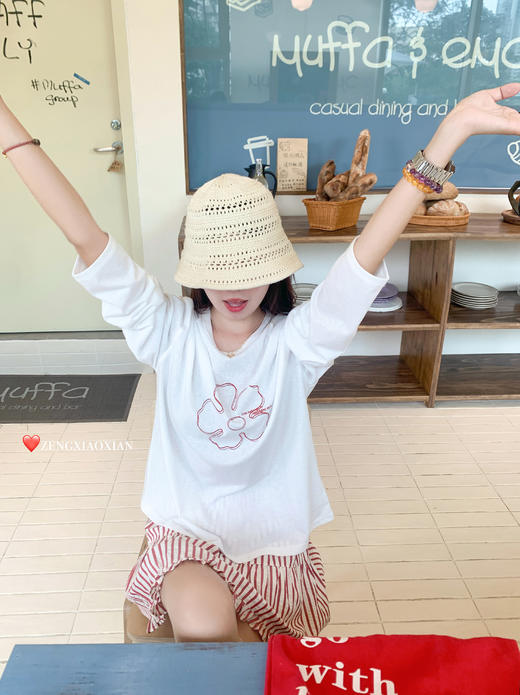 <曾小咸推荐>花朵长袖防晒T恤花边条纹短裙 商品图11