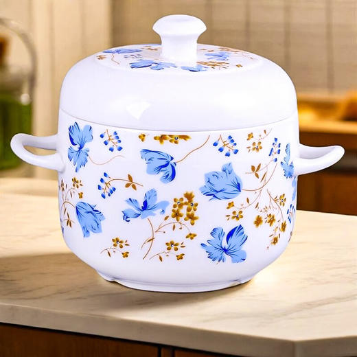 【兰花双盖炖盅】复古陶瓷炖盅家用隔水炖汤盅带盖燕窝蒸蛋盅煲汤小号瓦罐汤锅 商品图8
