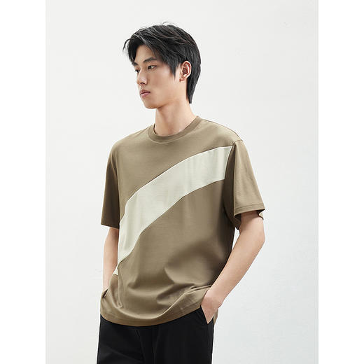 2025春夏热卖GXG男士短袖经典圆领拼接设计休闲百搭男士短袖 商品图2