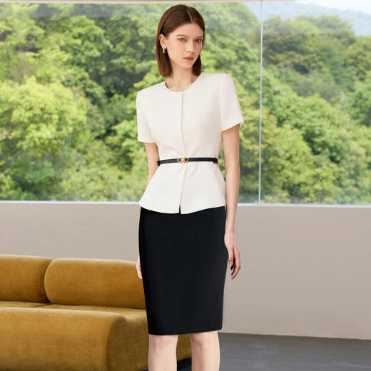 IWY/高端职业套装女神范气质工作服夏季新款短袖白色西装两件套C2299+S2255 商品图2