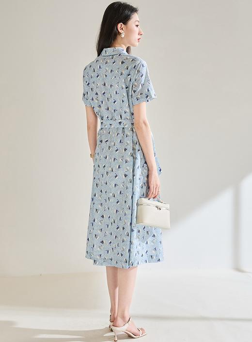 原单剪标之禾抗皱全棉印花蓝色扬帆衬衫领连衣裙 商品图5