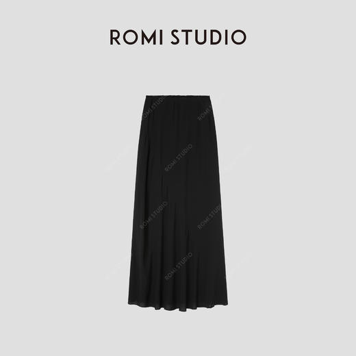 ROMI STUDIO“简约优雅”黑色轻薄哑光雾感鱼尾半身裙 RWCRX42210 商品图1