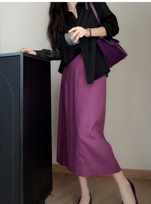 通勤气质！2025天丝亚麻半身裙高腰显瘦直筒A字裙宽松中长款女夏款！ 商品图0