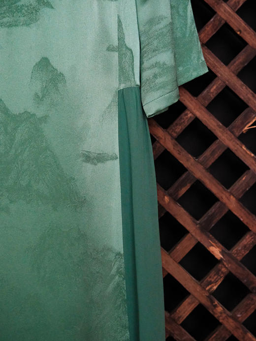 STJINGx凯喜雅x故宫| 千里江山玥盈旗袍连衣裙-铜青 商品图3