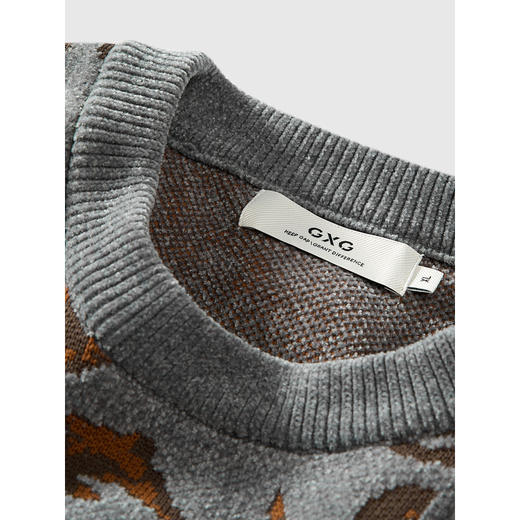 GXG男装  灰色花卉提花线衫雪尼尔毛衣 热卖毛衣G24X204029 商品图2