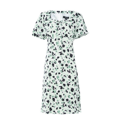 EITIE爱特爱夏季新款泡泡袖收腰温柔桃心领显瘦通勤连衣裙7807530 商品图5