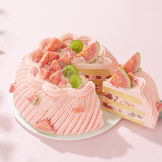 【多肉红心芭乐】送女生的夏日清新蛋糕，一口咬下，脆甜的红心芭乐瞬间开启沁爽甜梦，芭乐奶油似粉霞，温柔在舌尖蔓延（昆明+安宁） 商品图2