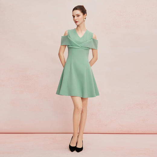 QF8C8斯尔丽25新款蝴蝶结落肩收腰优雅时尚礼服连衣裙 商品图10