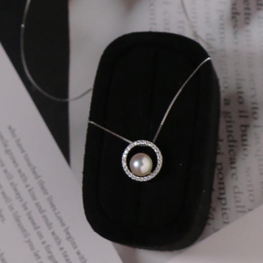 【甄珠贝】海水akoya 7-8mm 强光正圆 真多麻色圈圈吊坠 925纯银配件 商品图1