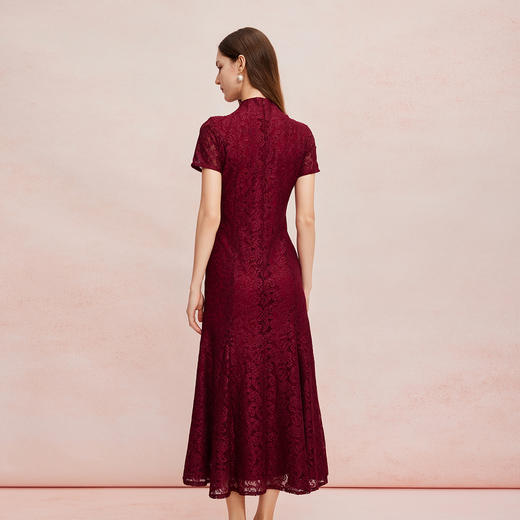 QF8C6斯尔丽25新款改良旗袍款刺绣蕾丝立体烫钻鱼尾长裙礼服宴会连衣裙 商品图1