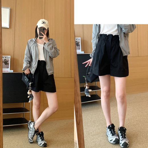 2025夏季宽松显瘦免烫抗皱舒柔特A字显瘦翻边花苞腰短裤女热裤！ 商品图2