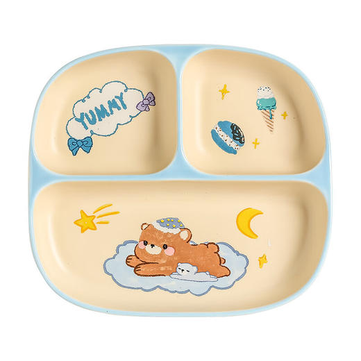 【萌萌小熊分格餐盘】新款三格陶瓷宝宝分格餐盘家用儿童分餐盘一人食减脂定量饭盘 商品图9