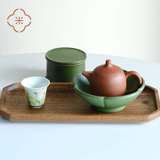 米马杂货 潮州红泥薄胎壶与浓绿的茶承 商品图1