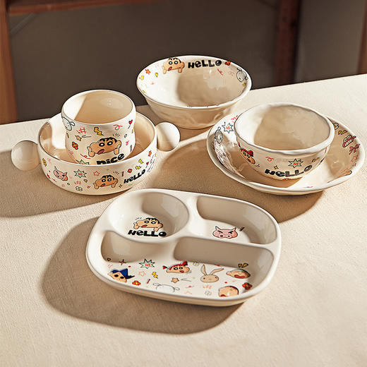 摩登主妇&蜡笔小新 分格餐盘大人可爱餐具家用饭碗具早餐盘子 商品图1