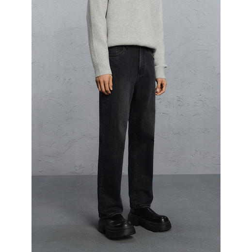 GXG男装   深灰色弹力牛仔裤通勤男长裤 24年冬G24X054047 商品图2