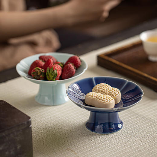 【风韵高脚盘】陶瓷高脚盘茶点盘供盘点心盘复古禅意零食小吃碟中式糖果盘水果盘 商品图1