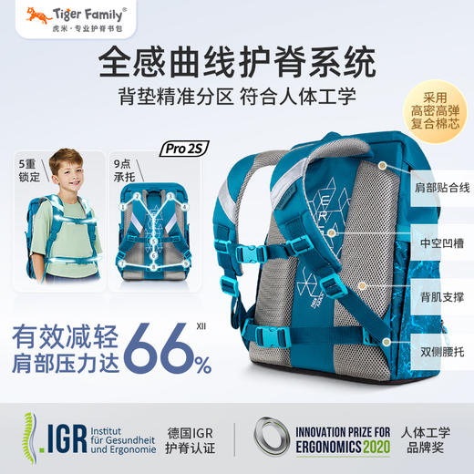 tigerfamily虎米 3-6年级/初中男女书包小学生背包初高中护脊减负双肩包尊尚系列 商品图1