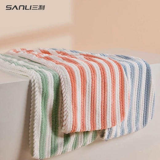 三利毛巾新款彩条菠萝格干发帽单层吸水包头毛巾洗头条纹浴帽吸水干发帽 商品图4