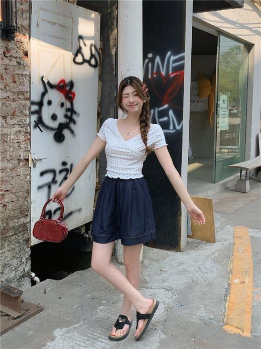 【YW】无忧购“清仓大促”韩系复古简约百搭A字阔腿休闲短裤8027# 商品图6