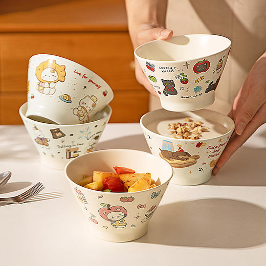 摩登主妇可爱斗笠饭碗家用陶瓷碗具特别好看的米饭碗个人专用餐具 商品图0