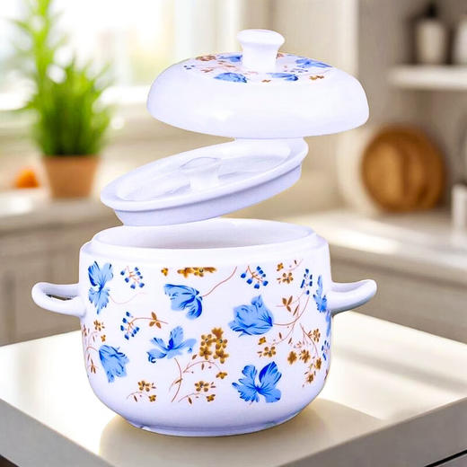 【兰花双盖炖盅】复古陶瓷炖盅家用隔水炖汤盅带盖燕窝蒸蛋盅煲汤小号瓦罐汤锅 商品图7