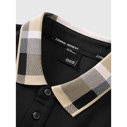 GXG男装 领口格纹拼接休闲POLO衫通勤时尚短袖上衣 2025春季 商品图2