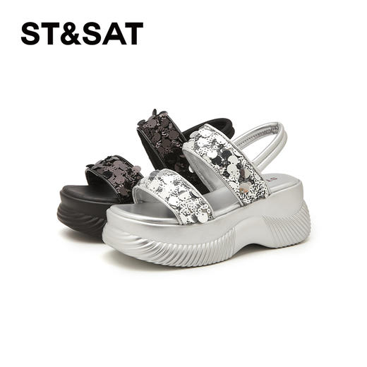 【7CM增高】星期六时尚百搭亮片凉鞋SSD2115ERQ 商品图9