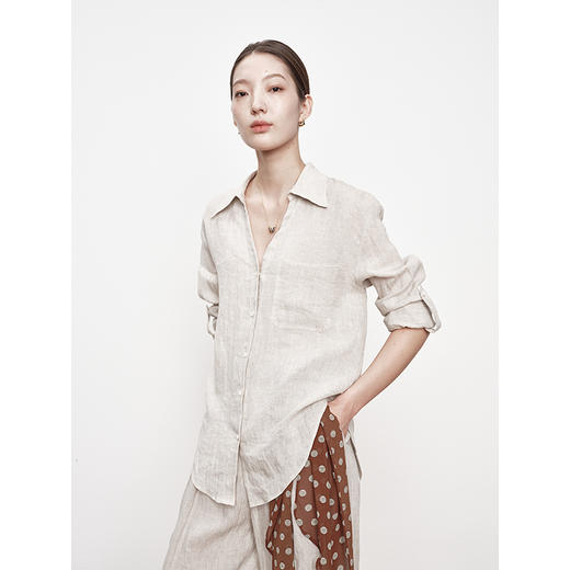 UMILAB｜风竹*静奢亚麻系列 法国雨露麻呼吸感老钱衬衫/长裤E238W 商品图4