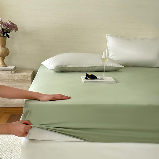 【热卖推荐】自然醒60支兰精天丝纯色单品床笠床垫保护罩HS 商品图0