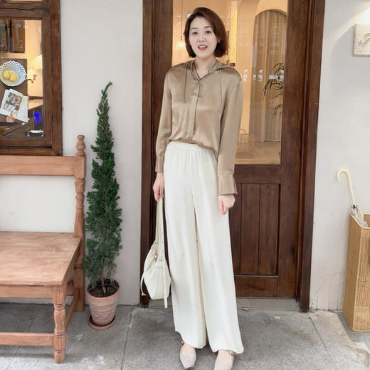 火桐hooton高定系列 重磅30姆米层乔绉桑蚕丝直筒裤YT2066 商品图3