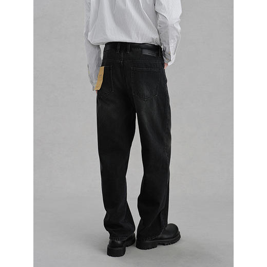 GXG男装 宽松直筒牛仔裤肌理通勤长裤 24年冬G24X054060 商品图4