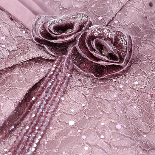 QF8C3斯尔丽25新款礼服立体蕾丝搭配A字摆假两件连衣裙 商品图5