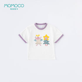 2Fmomoco童装 女童撞色螺纹T恤