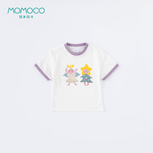 2Fmomoco童装 女童撞色螺纹T恤 商品图0